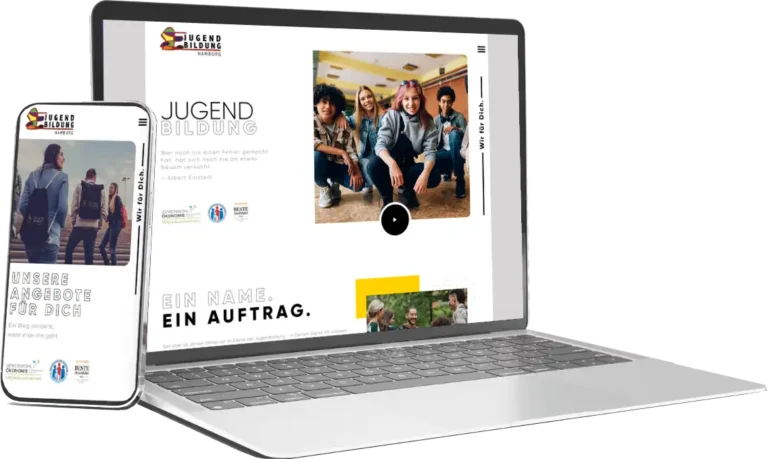 Website von Jugendbildung Hamburg auf Laptop und Smartphone – moderne Umsetzung nach Designvorlage mit Green Hosting und nachhaltiger Wartung